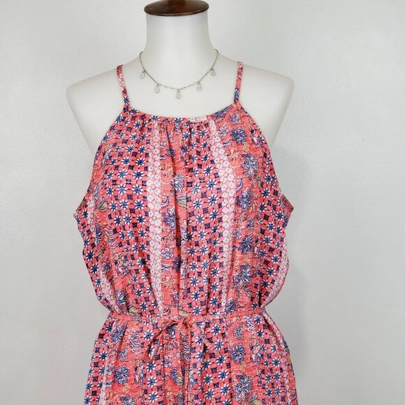 GAP Pink Blue Sleeveless Belted Halter Neck Summer Shift Dress With Pockets XS - Picture 3 of 12